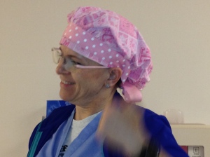 Marti - the cool OR charge nurse with the cool pink hat (except that A&M nonsense)