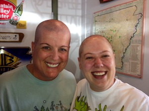 The day I had to shave my head - my amazing friend Marisa did hers, too, and surprised me!